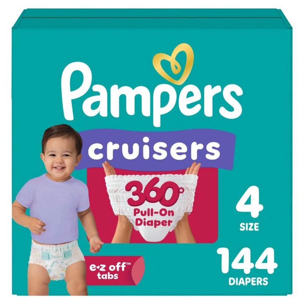 Cruisers 360 Disposable Diapers OMS Pack Size 4 144ct (22-37 lbs) Spandex